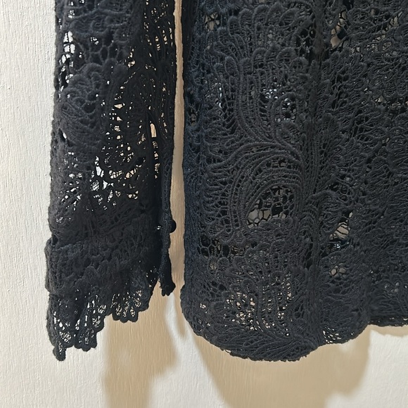SOFT SURROUNDING LACE CROCHET TOP BLOUSE WOMEN SIZE S BLACK TWO PIECES - Picture 4 of 11